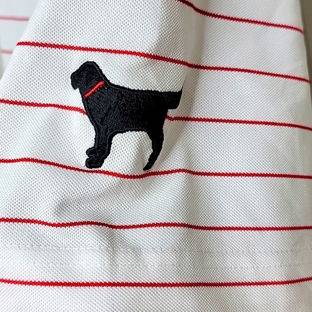 Fennec Golf Polo Shirt Size Large White with Red Stripe Logo Embossed OC - Picture 4 of 8
